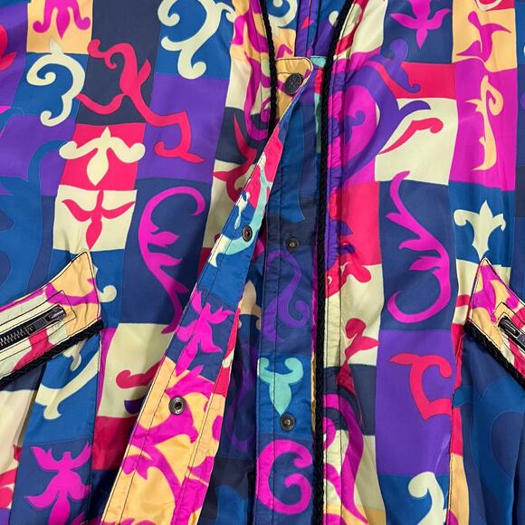 SKEA PARIS/VAIL  Y2K Winter Wear Vintage Abstact Winter Bomber Jacket Size 12 - Picture 11 of 13